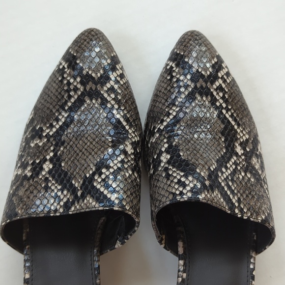 Steve Madden Snake Skin Print Block Heel Mule Slides 8.0 Black Gray - Picture 4 of 16